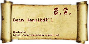 Bein Hannibál névjegykártya